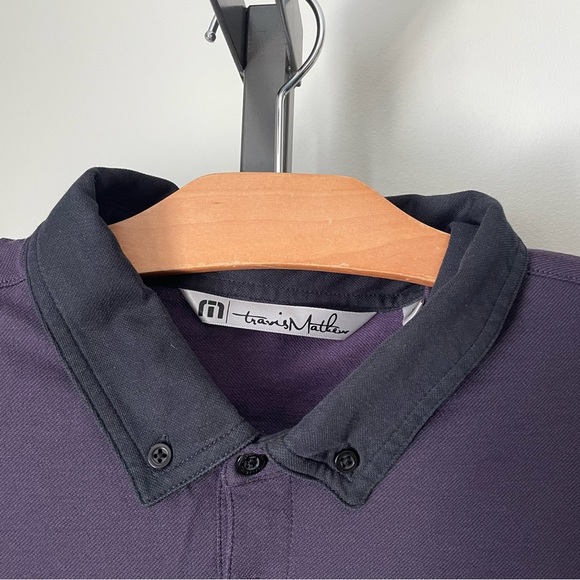 Travis Mathew Golf Shirt Polo Short Sleeve Purple Black Mens Size XL - Picture 5 of 6